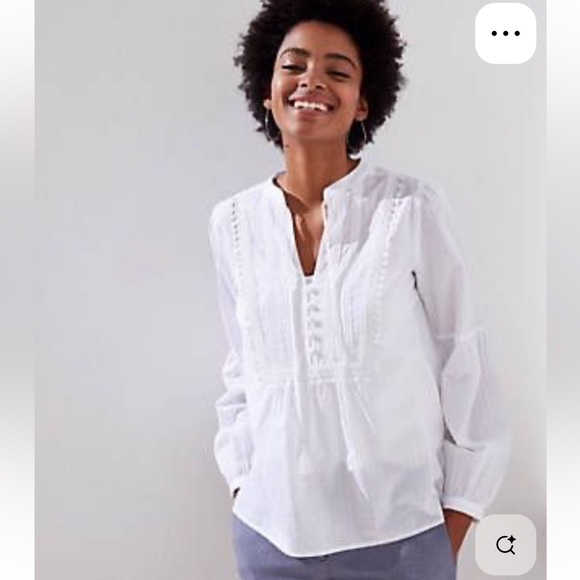 LOFT Tops - LOFT Tie neck‎ tasseled bib blouse- worn once- excellent condition